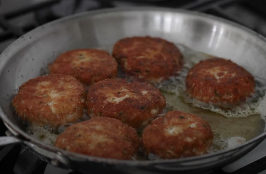 Frying the Crab Cakes